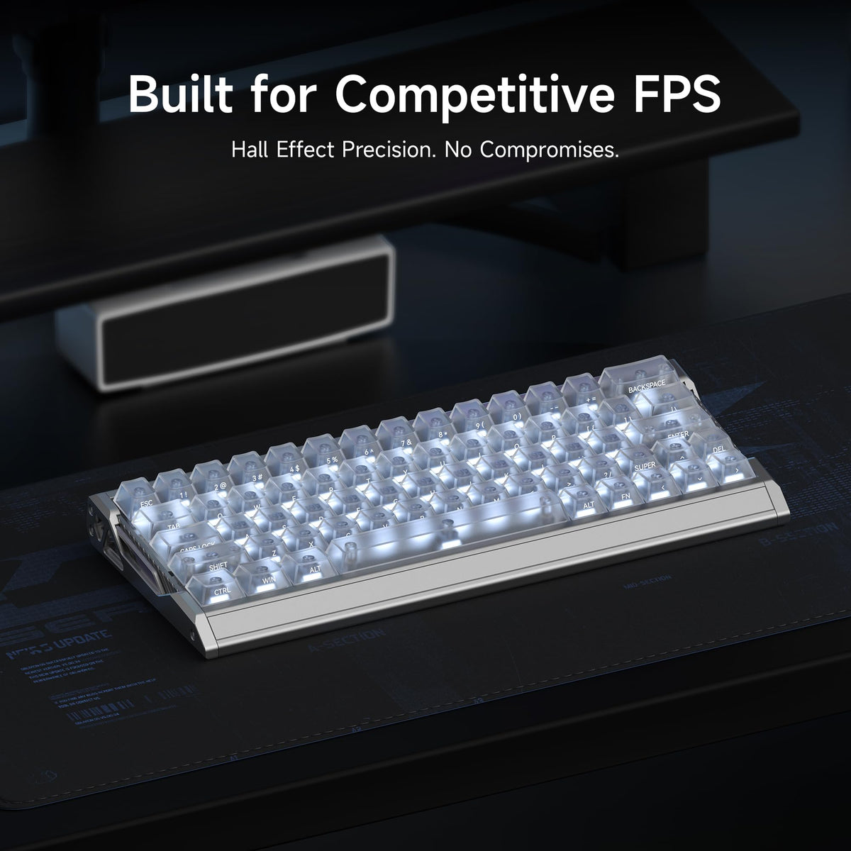 IQUNIX EV63 Hall Effect Gaming Keyboard 60% | Magnetic X Ultra Switch, 0.01mm Rapid Trigger, 0.125ms Latency, 8kHz Polling, Adjustable Actuation, CNC Aluminum for FPS(Silver Knight)
