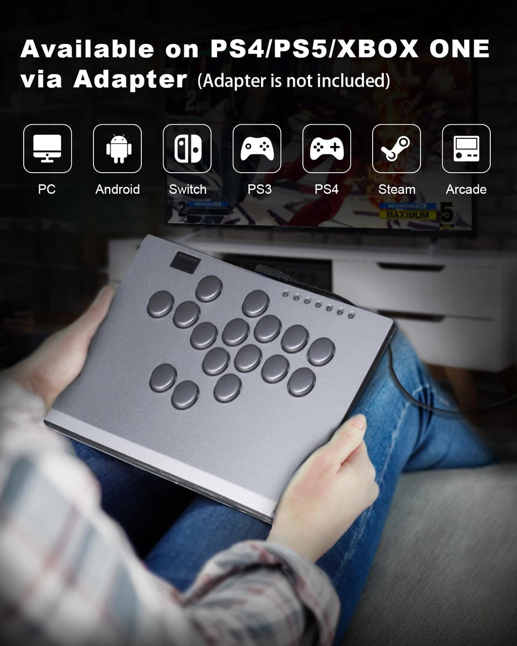 ONEED Haute42 Leverless Controller M16 Plus Grey-Aluminum Leverless Arcade Stick for PC/PS3/PS4/Switch Game,Crystal Low-Profile Switch Arcade Stick Support Hot Swap & SOCD