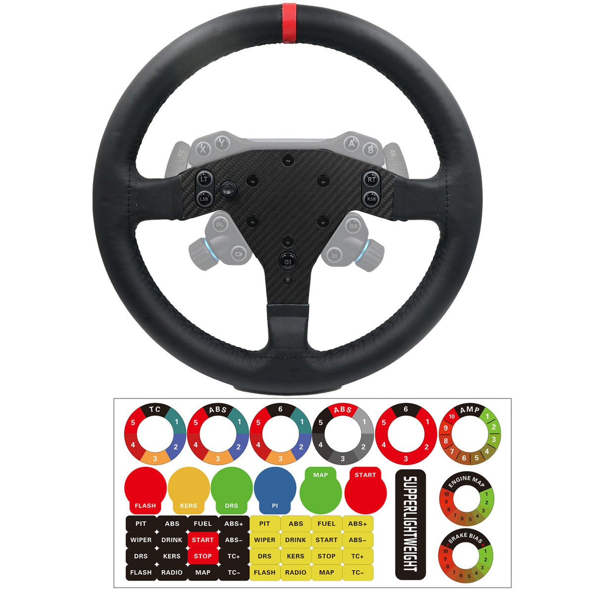 Replace 13 inch lightweight Suede/Leather Steering Wheel Replace Panel For MOZA R5/R3/ES/ESX Bundle Gaming Racing Wheel (With full Suede)