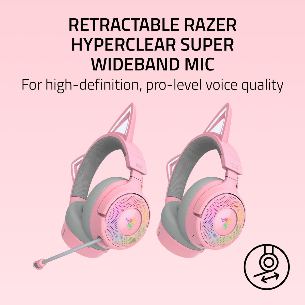 Razer Kraken Kitty V3 Pro Wireless RGB Gaming Headset, Pink