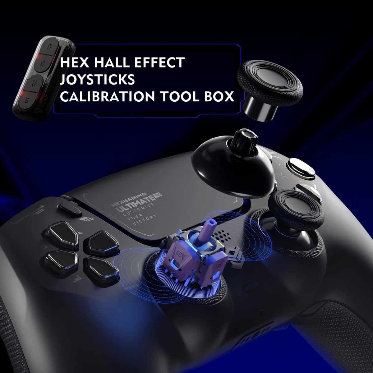 HEXGAMING ULTIMATE PRO Controller Compatible with ps5, Chaos Black
