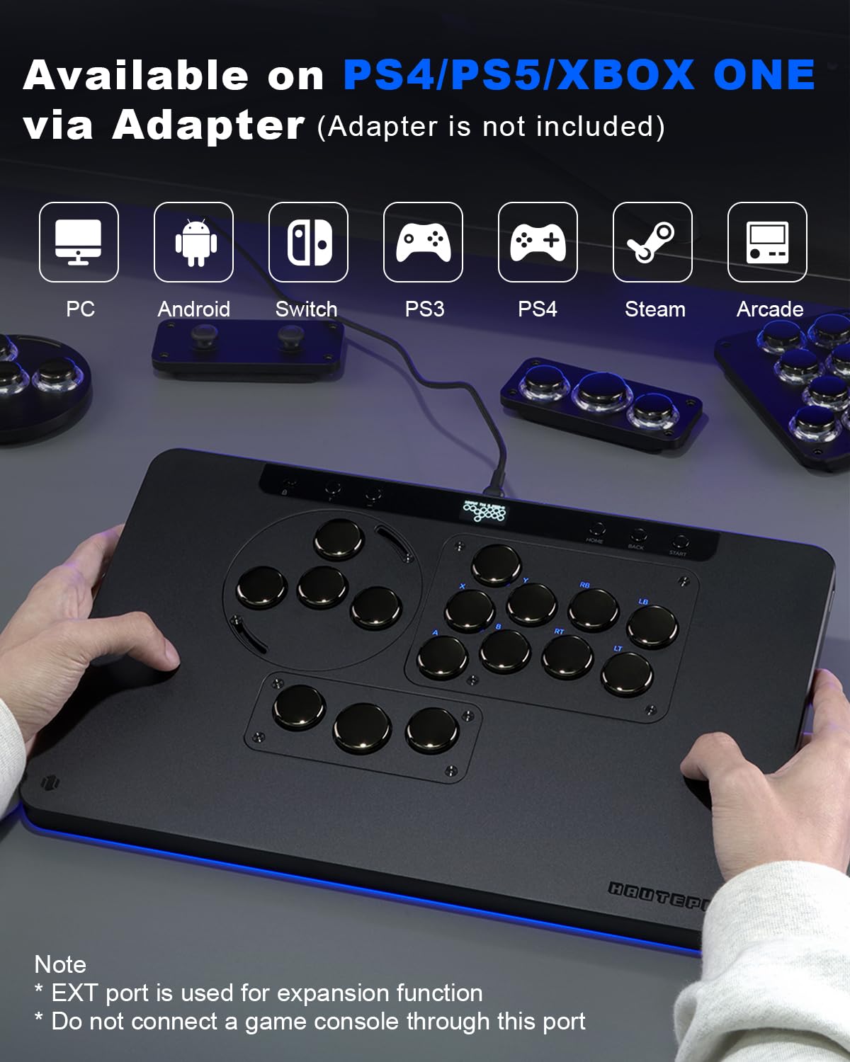 Leverless Controller Arcade Stick: Arcade Stick X Series with Ambient RGB & Tournament Lock Switch, Low Profile X1 with Wind Engine Switches ,Leverless Controller for Switch, PC,PS4