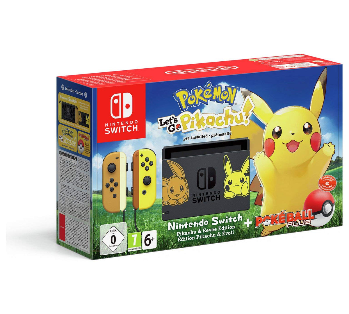 Nintendo Switch Let's Go Pikachu Limited Edition Console with Joycon + Pokeball Plus Controller (Renewed)