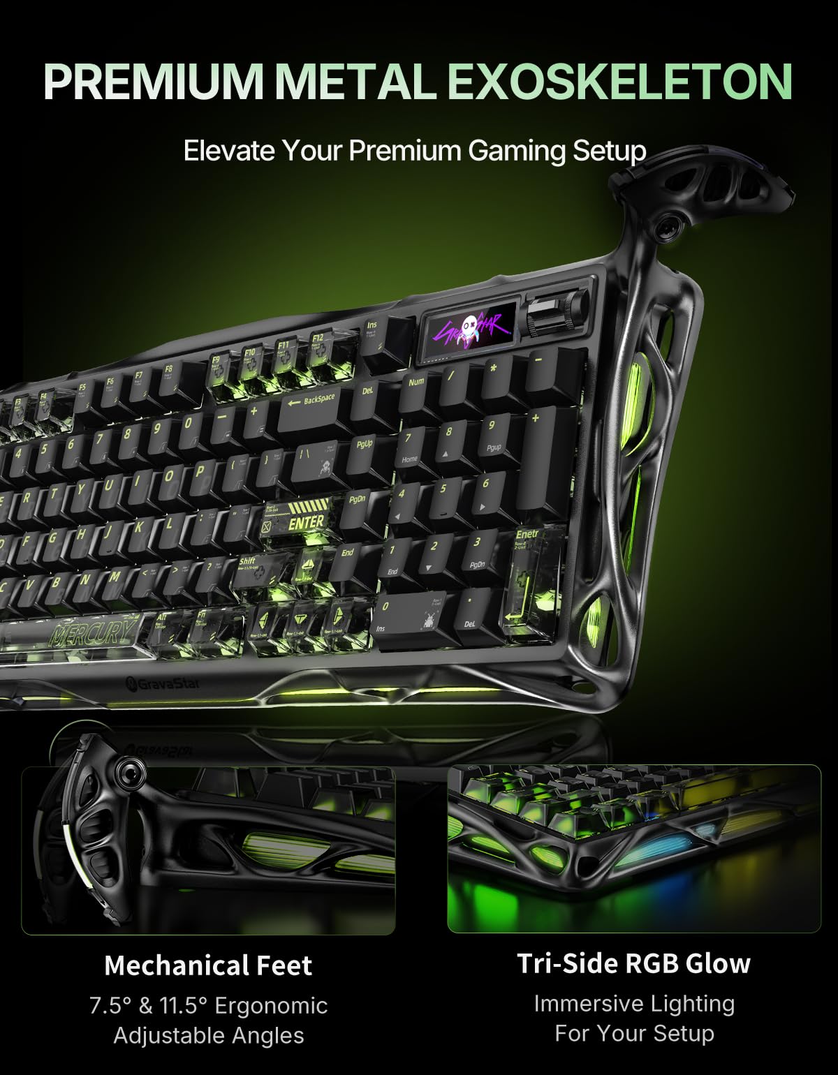 GravaStar Mercury K98 Pro 98 Keys Wireless Mechanical Gaming Keyboard