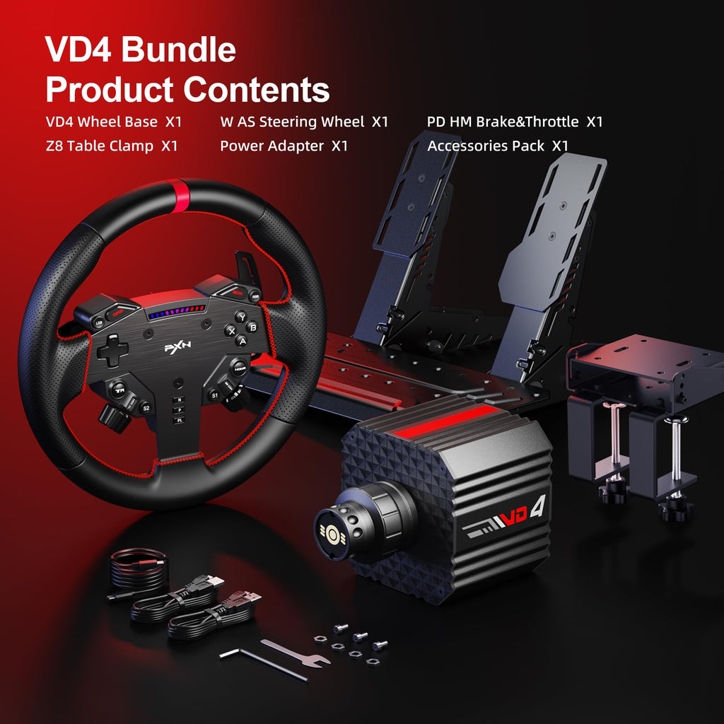 PXN VD4 Direct Drive Sim Racing Wheel Bundle for PC