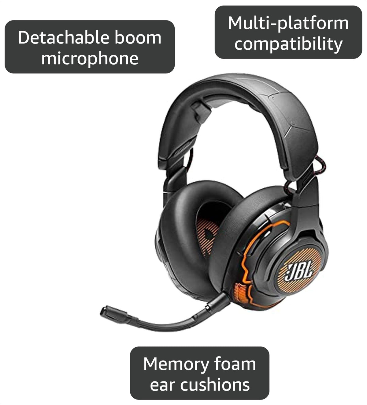 JBL Quantum One RGB Wired Over Ear Noise Cancelling Gaming Headset - Black (Renewed)