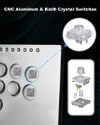 ONEED Haute42 Leverless Controller M16 Plus Grey-Aluminum Leverless Arcade Stick for PC/PS3/PS4/Switch Game,Crystal Low-Profile Switch Arcade Stick Support Hot Swap & SOCD
