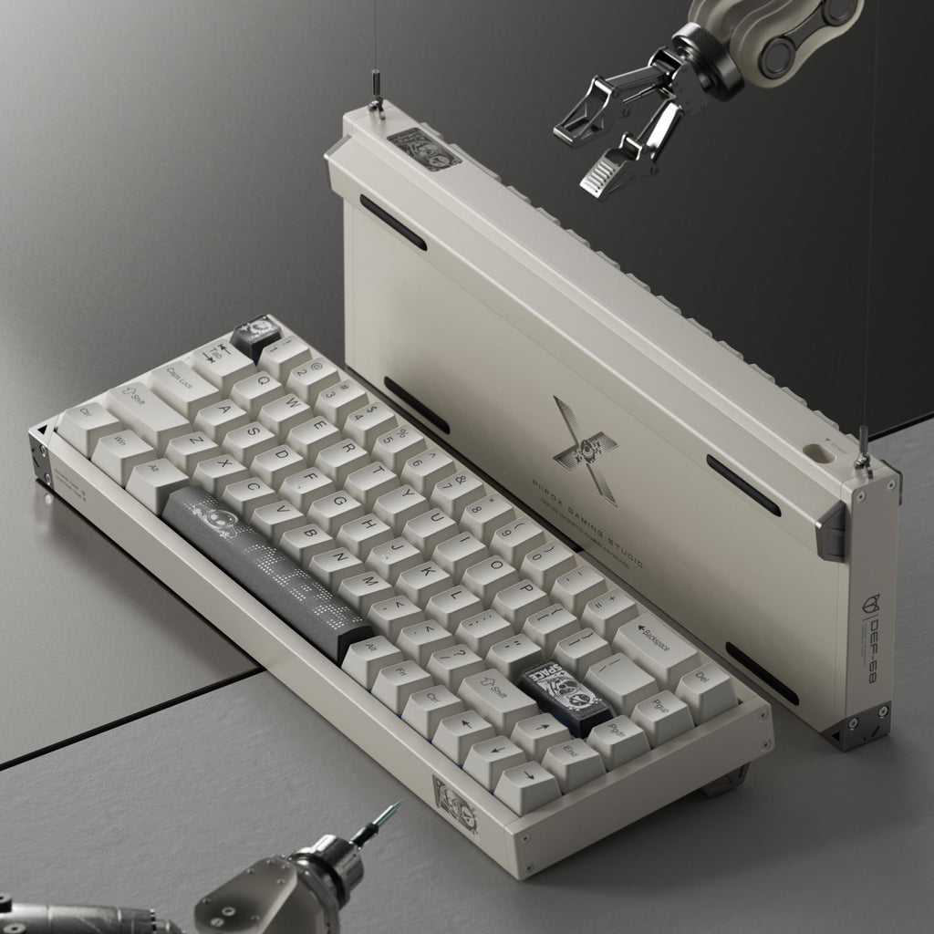 Defender 68 PC Gaming Keyboard Wired, 0.01mm Precision Magnetic Switch Hot Swappable, PBT Keycaps, RGB, 128K Polling Rate, IP57, Full Aluminum CNC Housing, Compatible with Mac(White)