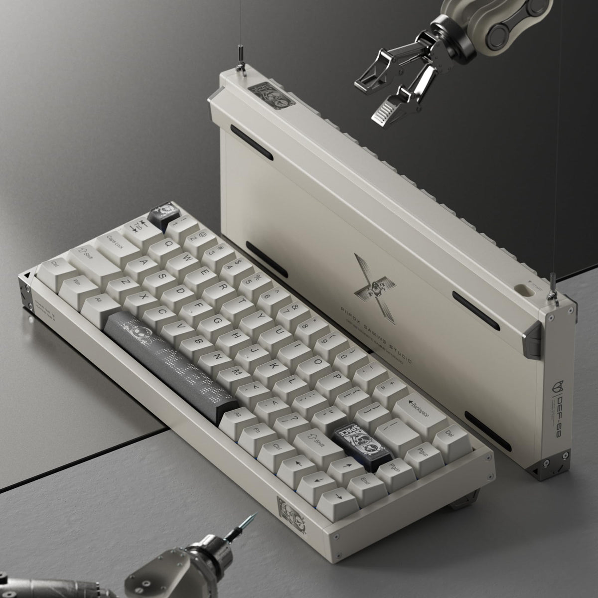 Defender 68 PC Gaming Keyboard Wired, 0.01mm Precision Magnetic Switch Hot Swappable, PBT Keycaps, RGB, 128K Polling Rate, IP57, Full Aluminum CNC Housing, Compatible with Mac(White)