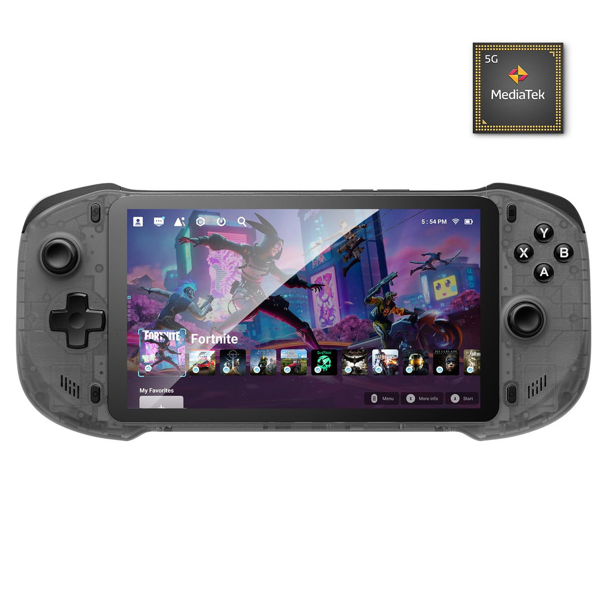 OnePro Cloud Handheld Portable Remote Play Gaming Console, For Xbox Cloud Gaming, NVIDIA GeForce NOW, Playstation, PC, Long-Battery Life, 7" 1080P Touchscreen, Lightweight Retro Game Handheld - 64G (Black Transparent)
