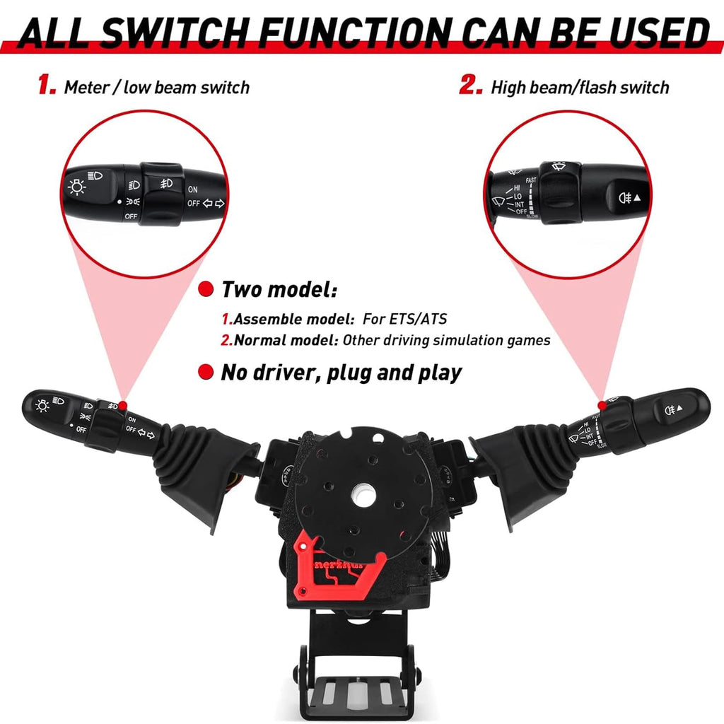 Obokidly Upgrade Type DIY Racing Simulator Steering Wheel Turn Signal Wiper Lever Switch For Logitech G27 G29 G920 G923 Logitech Thrustmaster T300 (Upgrade Type-For G27/G29, Black)