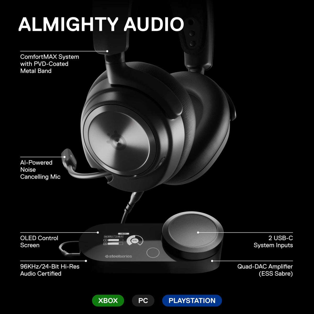 SteelSeries Arctis Nova Pro Multi-System Gaming Headset - Black