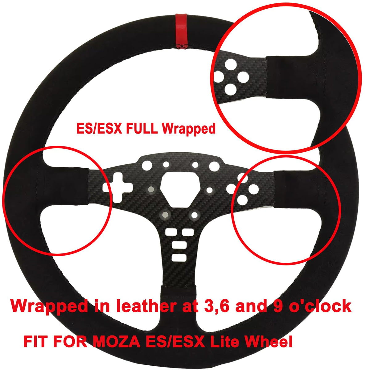 Replace 13 inch lightweight Suede/Leather Steering Wheel Replace Panel For MOZA R5/R3/ES/ESX Bundle Gaming Racing Wheel (With full Suede)