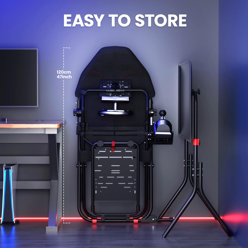 DIWANGUS Foldable Racing Simulator Cockpit with Seat & Monitor Stand
