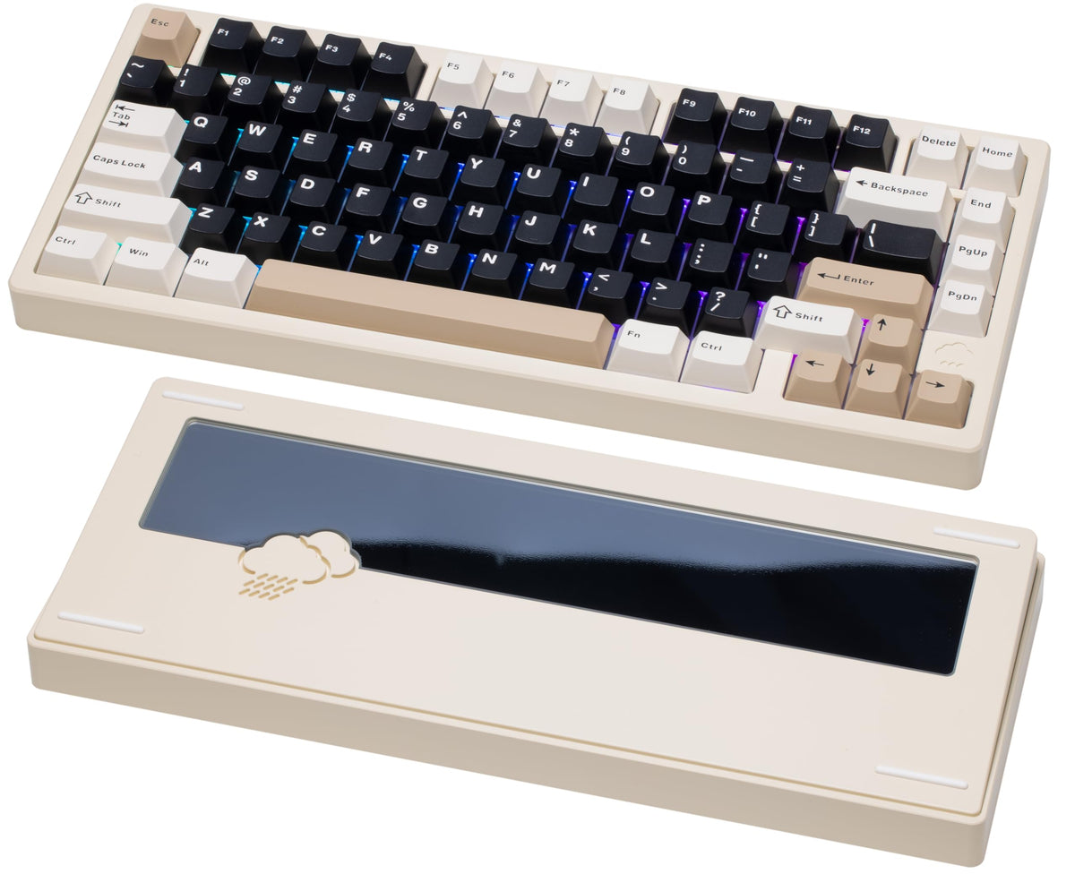 KEEBMONKEY WOBKEY Rainy 75 CNC Aluminum HMX/JWK/Cocoa Switches Triple-Mode Connectivity Mechanical Keyboard with Superior Acoustics, RGB/FR4/Silver SUS304/7000mAh/Cocoa Switch (Pro - Black)