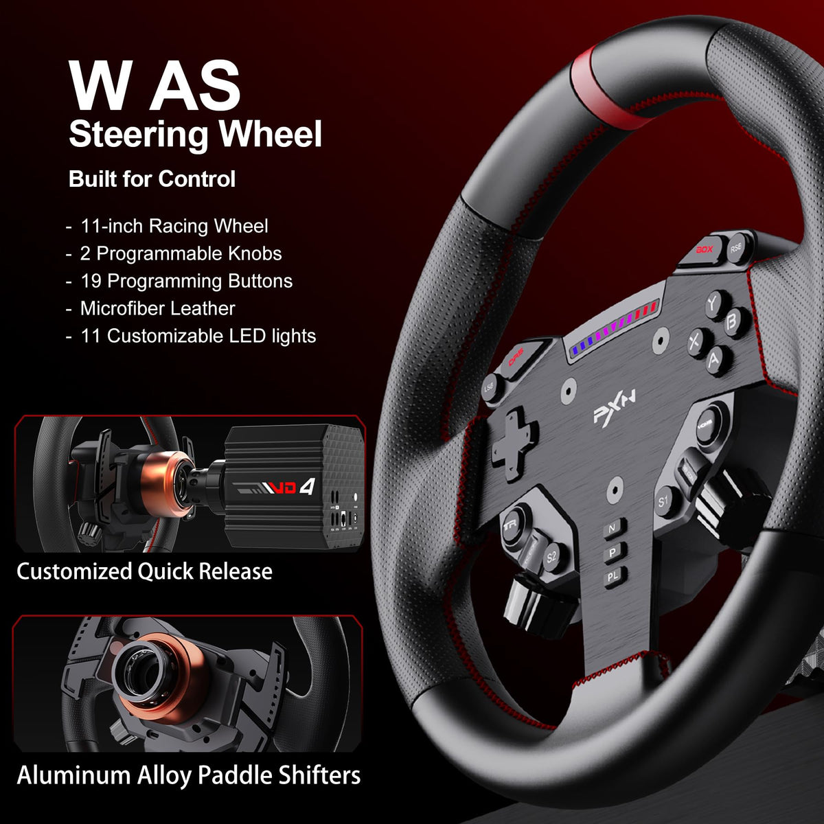 PXN VD4 Direct Drive Sim Racing Wheel Bundle for PC