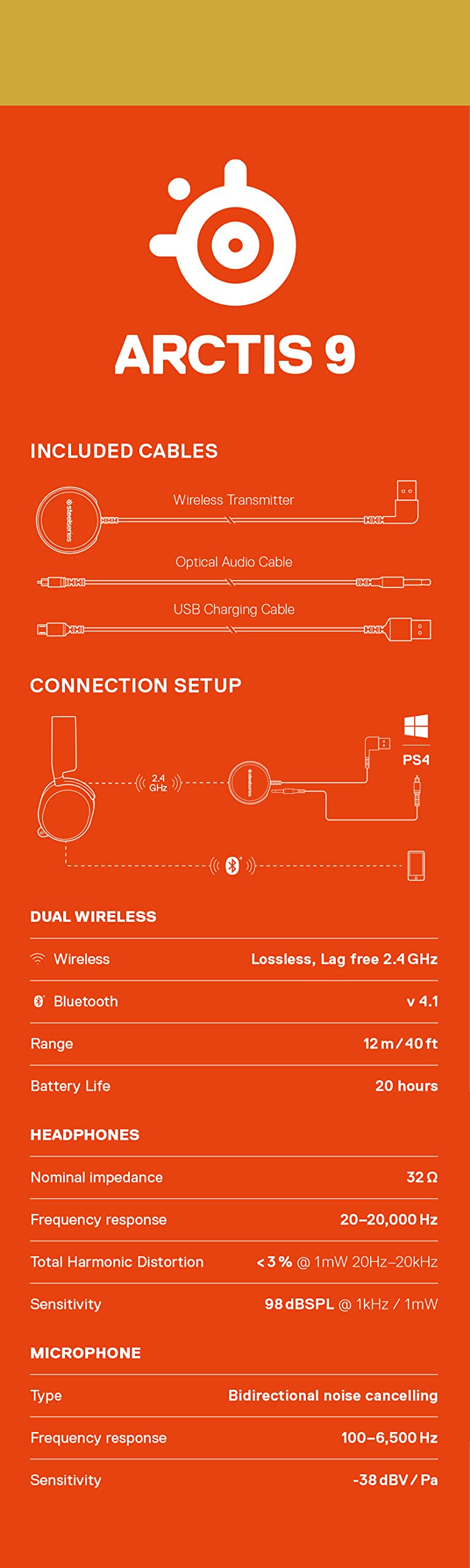 Arctis 9 Wireless Wireless Gaming Headset for PC