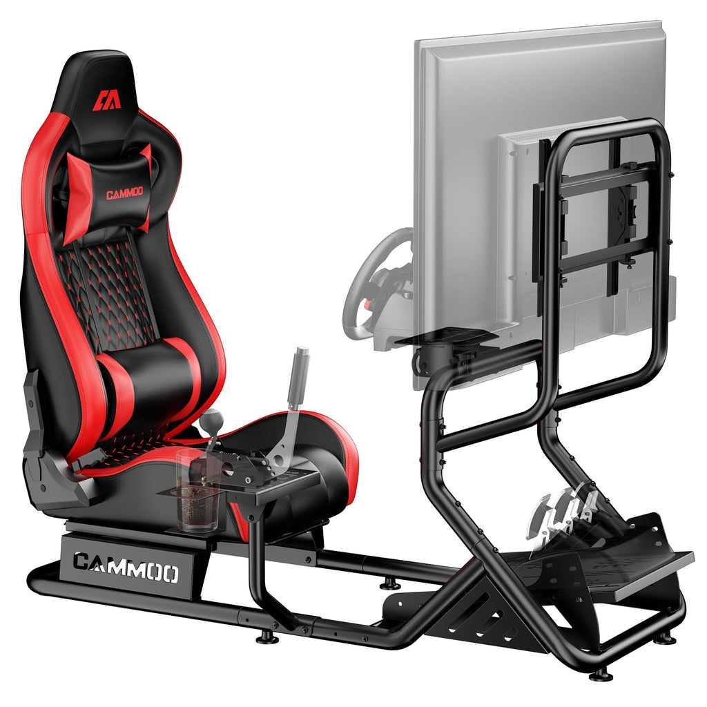 CAMMOO High Compatible Sim Racing Cockpit with Monitor Mount Fits Handbrake
