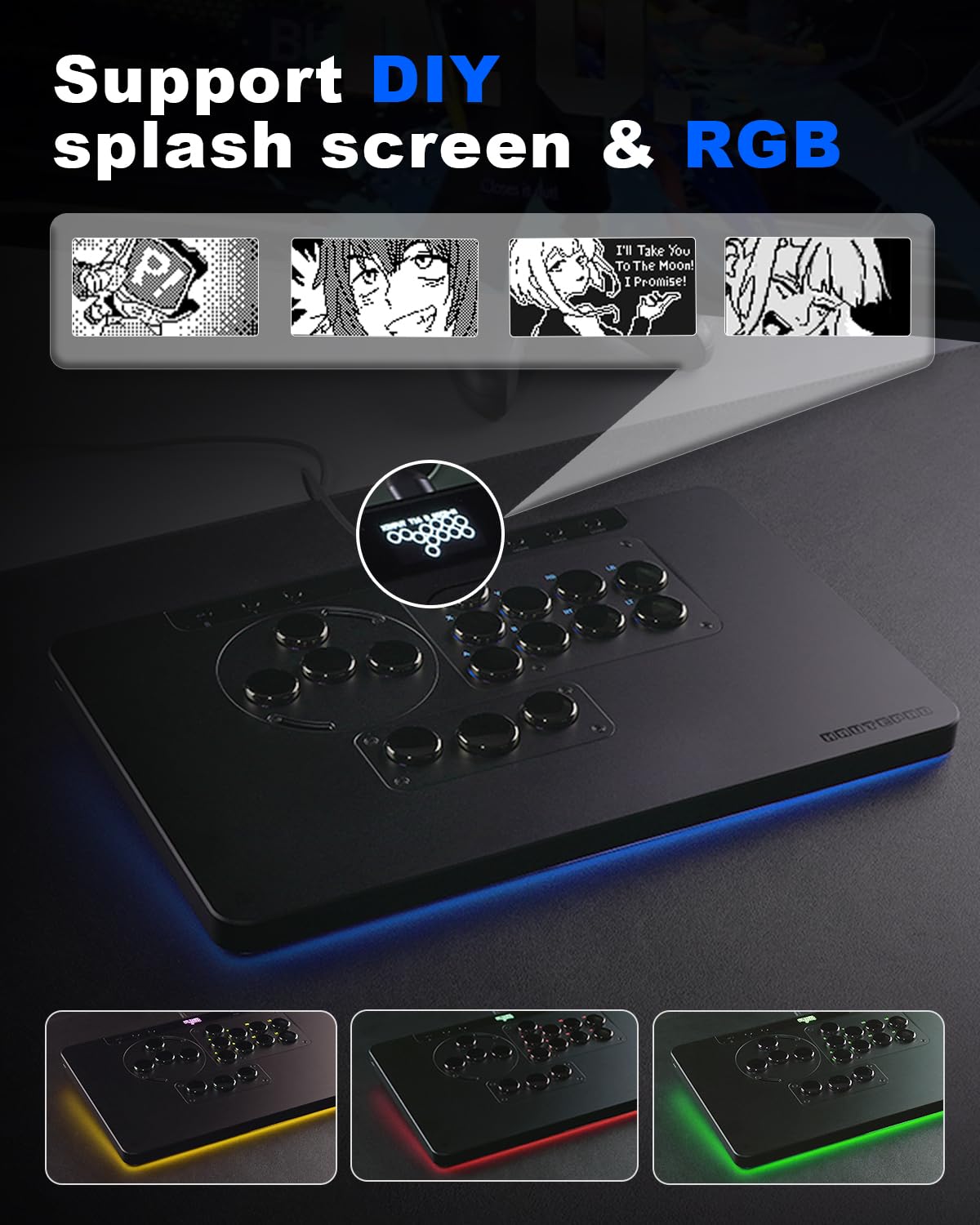 Leverless Controller Arcade Stick: Arcade Stick X Series with Ambient RGB & Tournament Lock Switch, Low Profile X1 with Wind Engine Switches ,Leverless Controller for Switch, PC,PS4