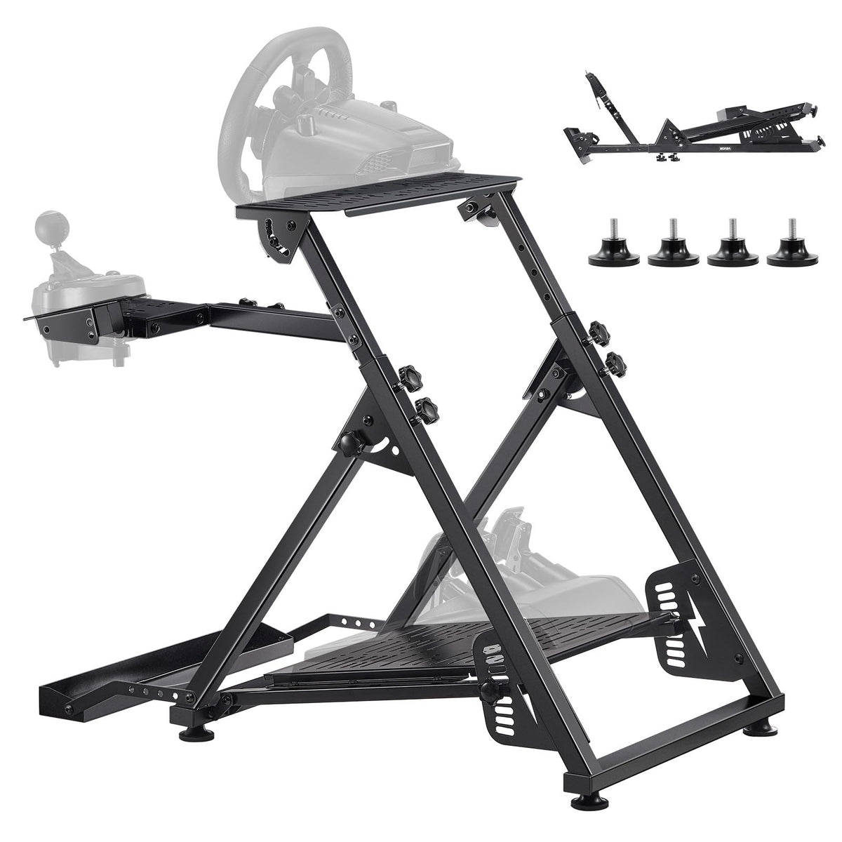 VEVOR Racing Wheel Stand, Heavy-Duty Simulator Cockpit Steering Wheel Stand, Fit Logitech G25, G27, G29, G920, G923, Thrustmaster T300RS, TX F458, T500RS, T3PA-PRO (F1/GT) and CSR Pedals