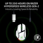 Razer Basilisk V4 Pro Wireless Gaming Mouse, 200 Hr Battery Life, White