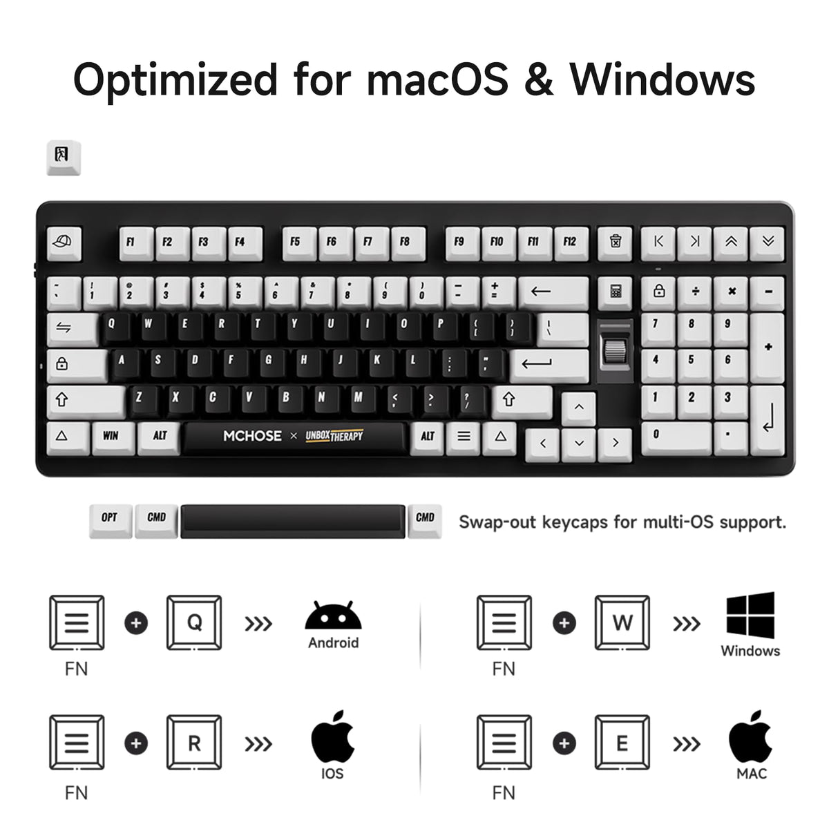 MCHOSE UT98 Wireless Mechanical Keyboard Compact Silent Gaming Keyboard with Knob Tri-Mode Connection Hot Swappable Custom Creamy Keyboard Gasket Structure Pre-lubed Linear Switches RGB Classic Silent