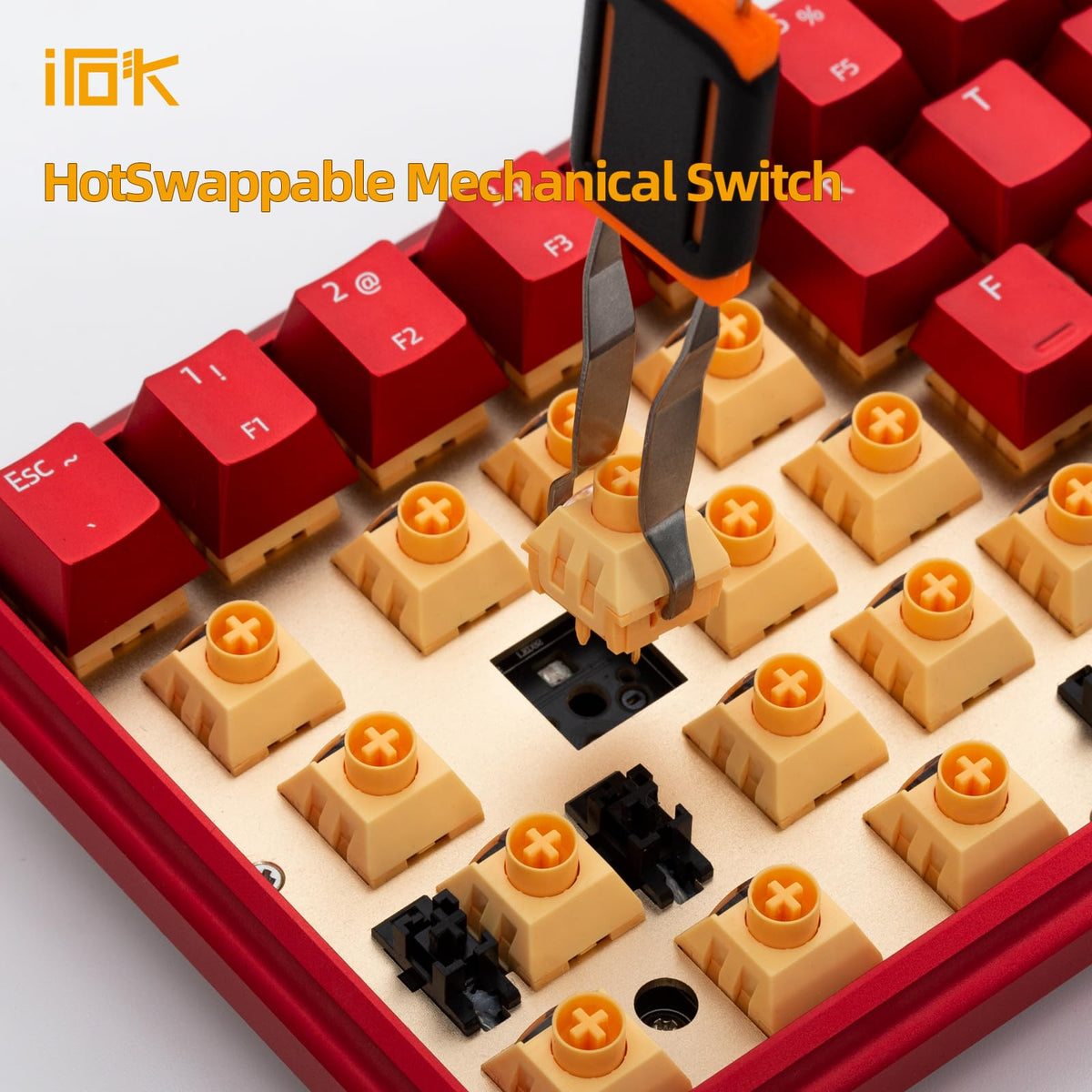 IROK CD67 RGB Portable 60% Gaming Keyboard with Full Metal Enclosure, hot-swappable red switches with Customizable backlighting, Wired Mechanical Keyboard for Windows PC Gamers
