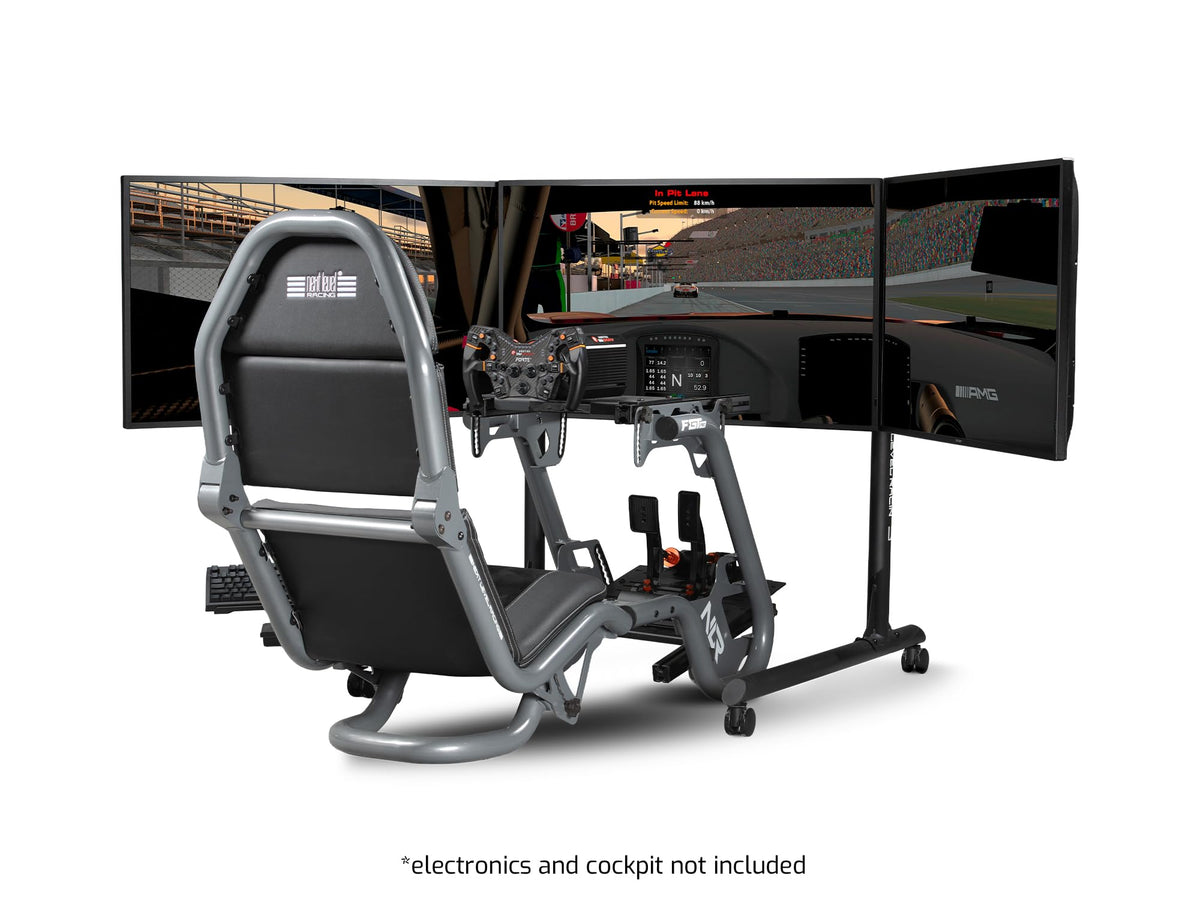 Next Level Racing Round Tube Freestanding Triple Monitor Stand, Black