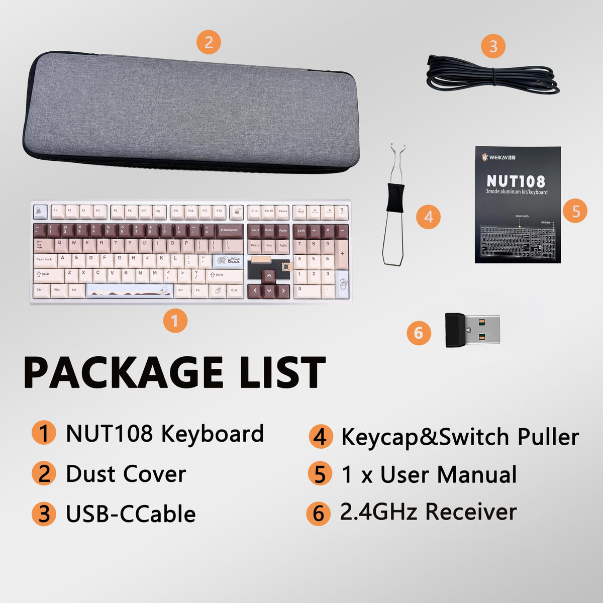 Loeskii WEIKAV 108-Key CNC Aluminum Mechanical Keyboard, Tri-Mode Wireless, Hot Swappable Linear Switch, Quick Release Structure, QMK/VIA, PBT Keycaps, Sound Dampening, NKRO, RGB, Win/Mac