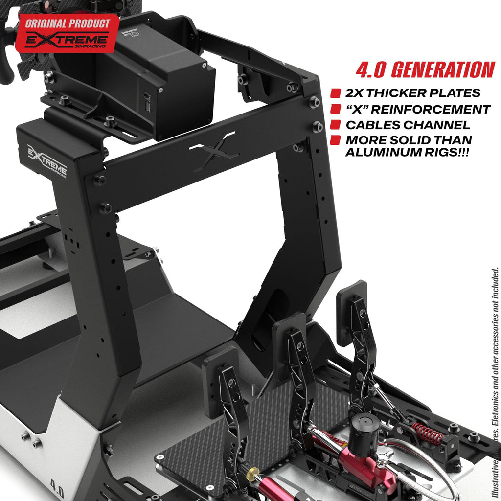 Extreme Simracing Chassis 4.0 – Adjustable Racing Simulator Cockpit | Compatible with Logitech, Thrustmaster, Fanatec, Simagic, Moza, Simucube & Others | Sturdy Steel Frame, Ergonomic Driving Position, Universal Seat Mount (White)