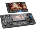 Prisual PRO AI Joy NDI PTZ Camera Controller, 7" Quad-View Touchscreen, AI Tracking Control, 4D Precision Joystick, Multi-Camera IP Control, PoE, VISCA, Tally & HDMI Output for Live Production