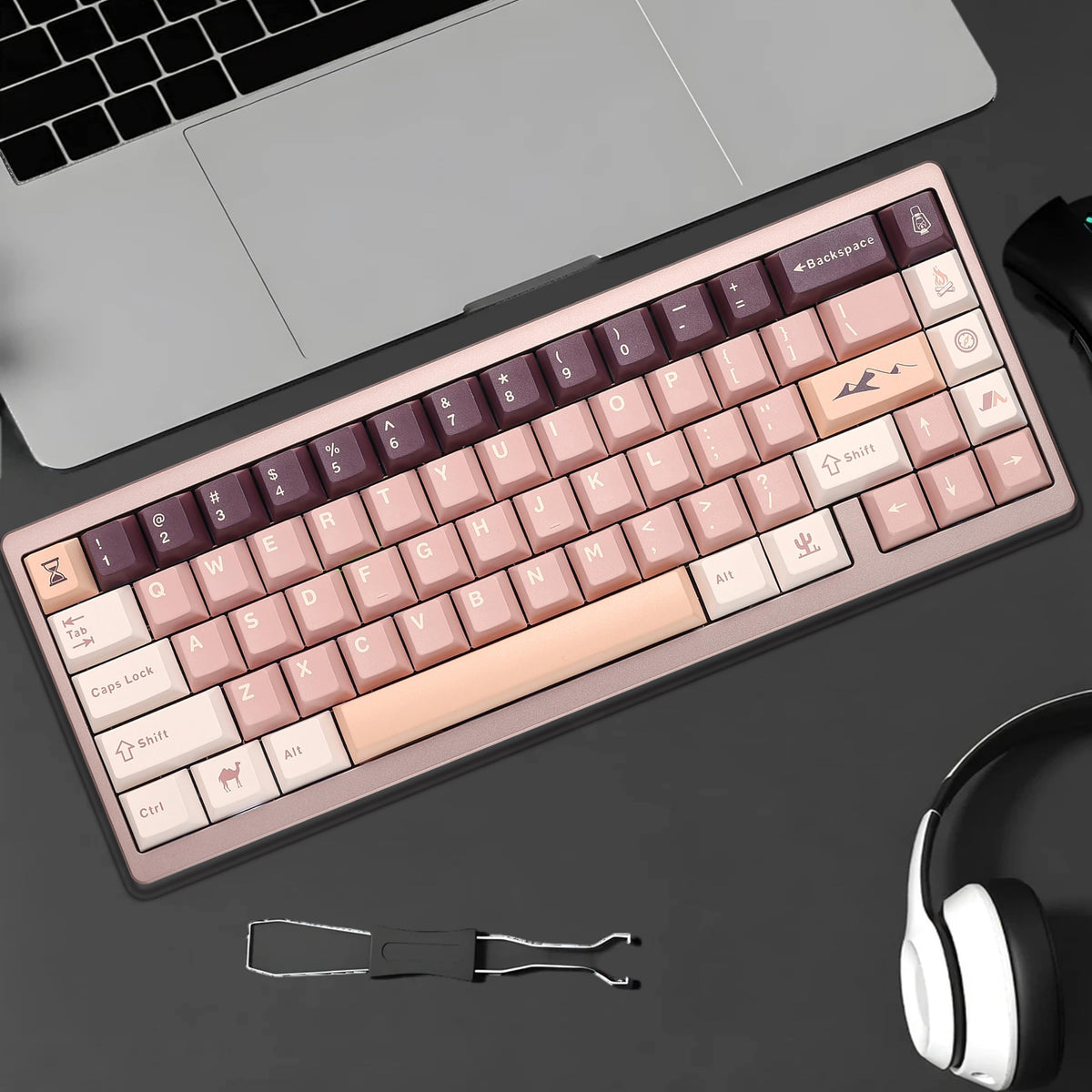 Loeskii WEIKAV 65-Key CNC Aluminum Mechanical Keyboard, Tri-Mode Wireless, Hot Swappable Linear Switch, Quick Release Structure, QMK/VIA, PBT Keycaps, Sound Dampening, NKRO, RGB, Win/Mac