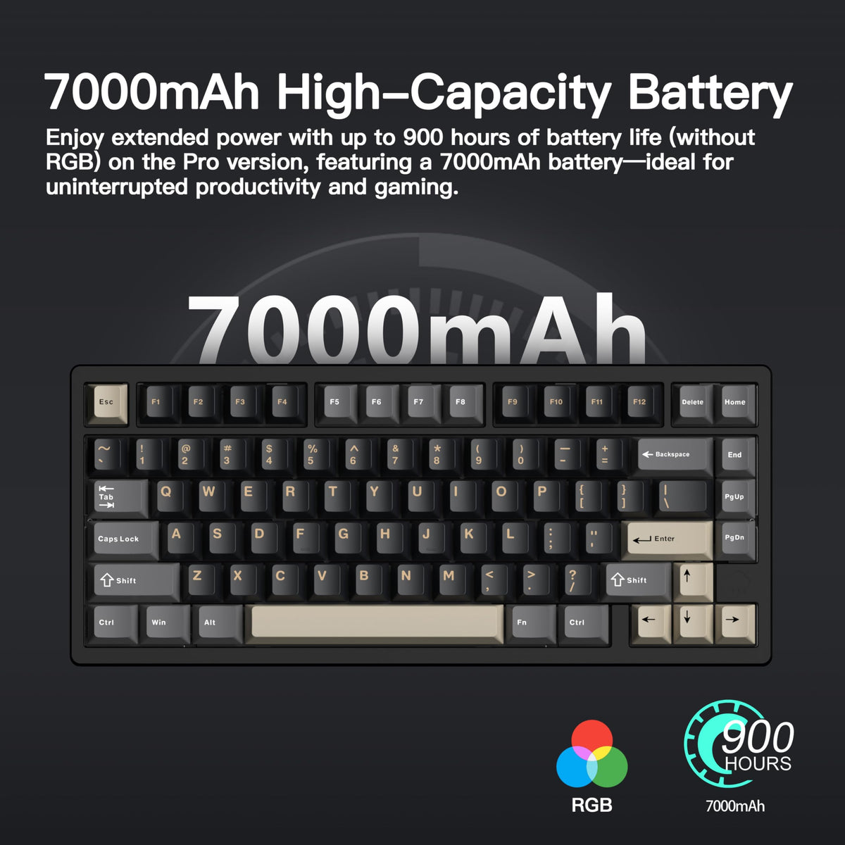 KEEBMONKEY WOBKEY Rainy 75 CNC Aluminum HMX/JWK/Cocoa Switches Triple-Mode Connectivity Mechanical Keyboard with Superior Acoustics, RGB/FR4/Silver SUS304/7000mAh/Cocoa Switch (Pro - Black)