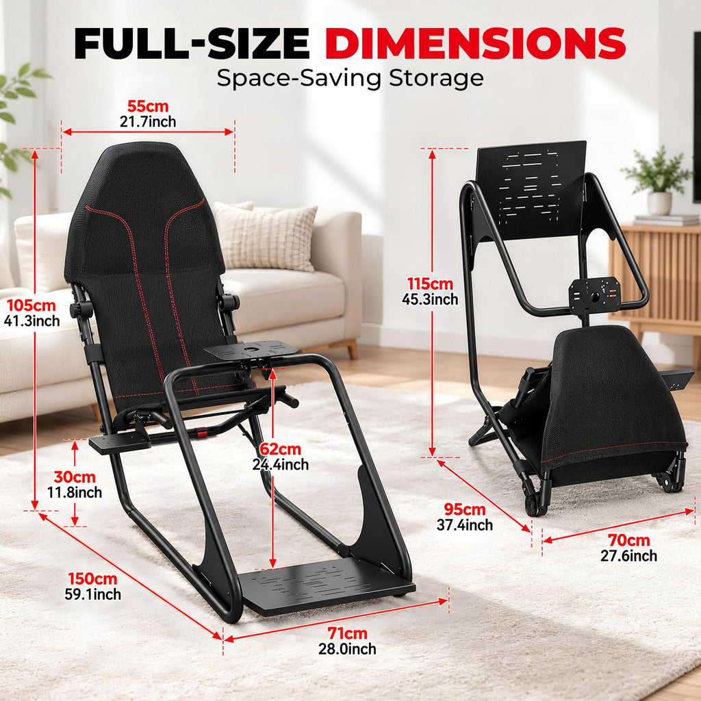 RACGTING Adjustable Racing Simulator Cockpit with Seat for PS5, Xbox & PC