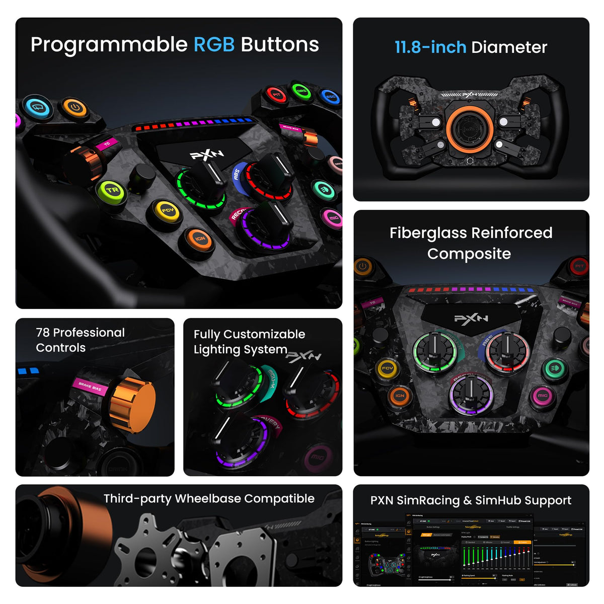 PXN GT ONE Sim Racing Wheel for PC, 11.8-inch GT Steering Wheel