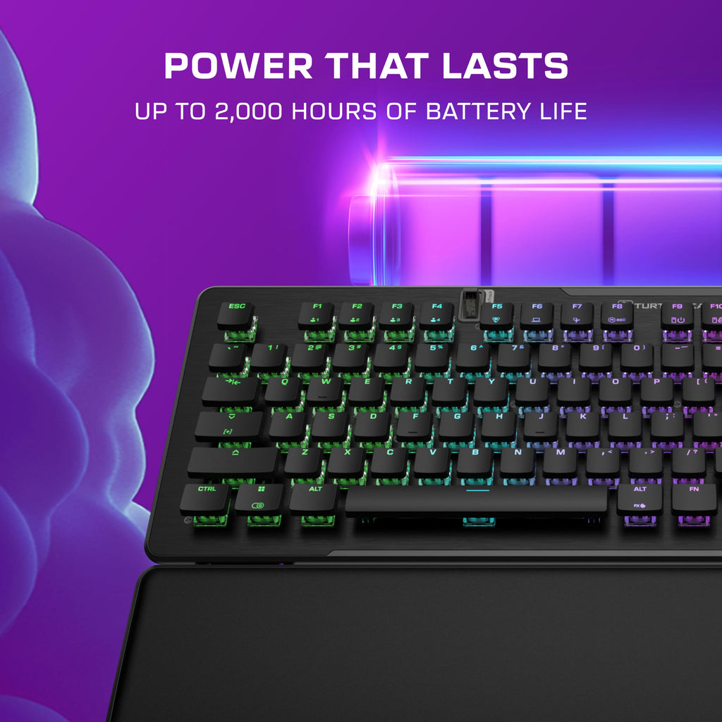 Turtle Beach Vulcan II XP Air Wireless Full-Size Mechanical RGB Gaming Keyboard - 2.4GHz Wireless, Bluetooth, AirTrack Gesture Sensor, Hot-Swappable Linear Switches, 2,000-Hour Battery - Black