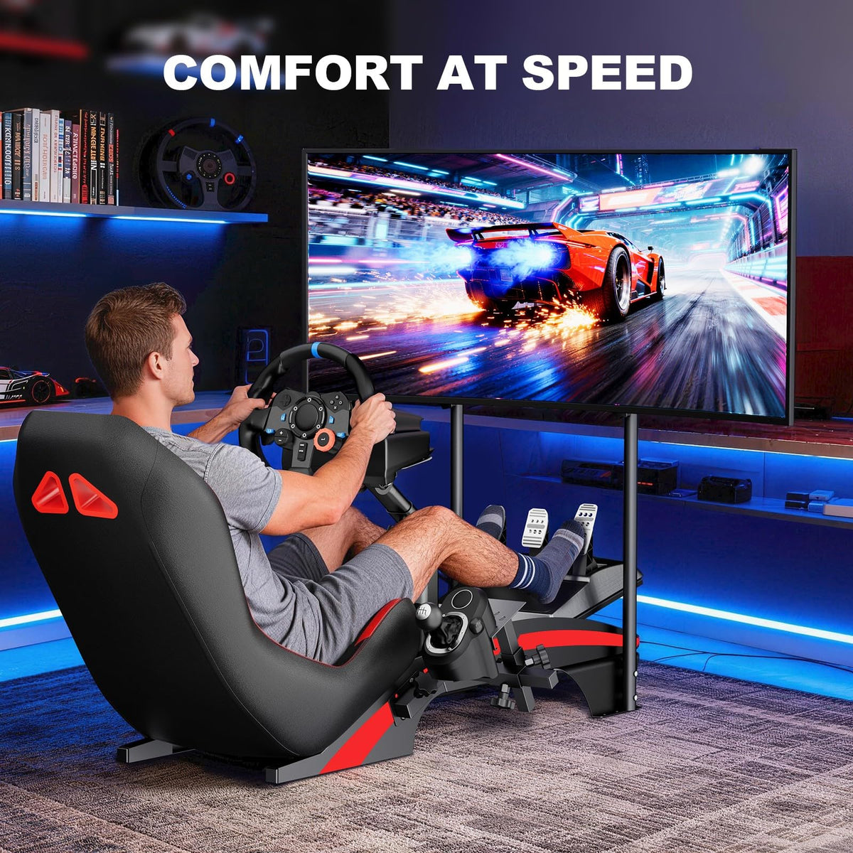 DIWANGUS Racing Simulator Cockpit with Formula-Style Seat & Monitor Mount