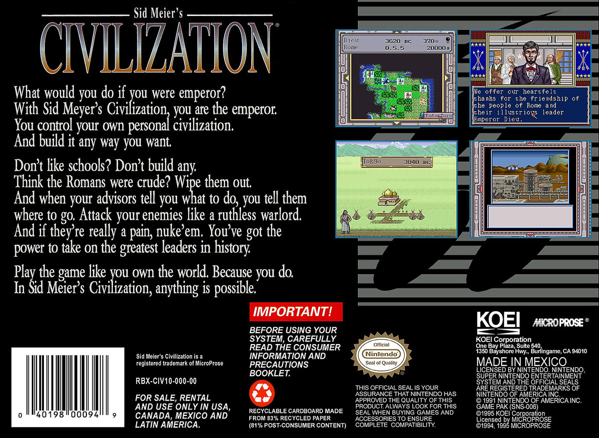 Civilization - Super Nintendo (Renewed)