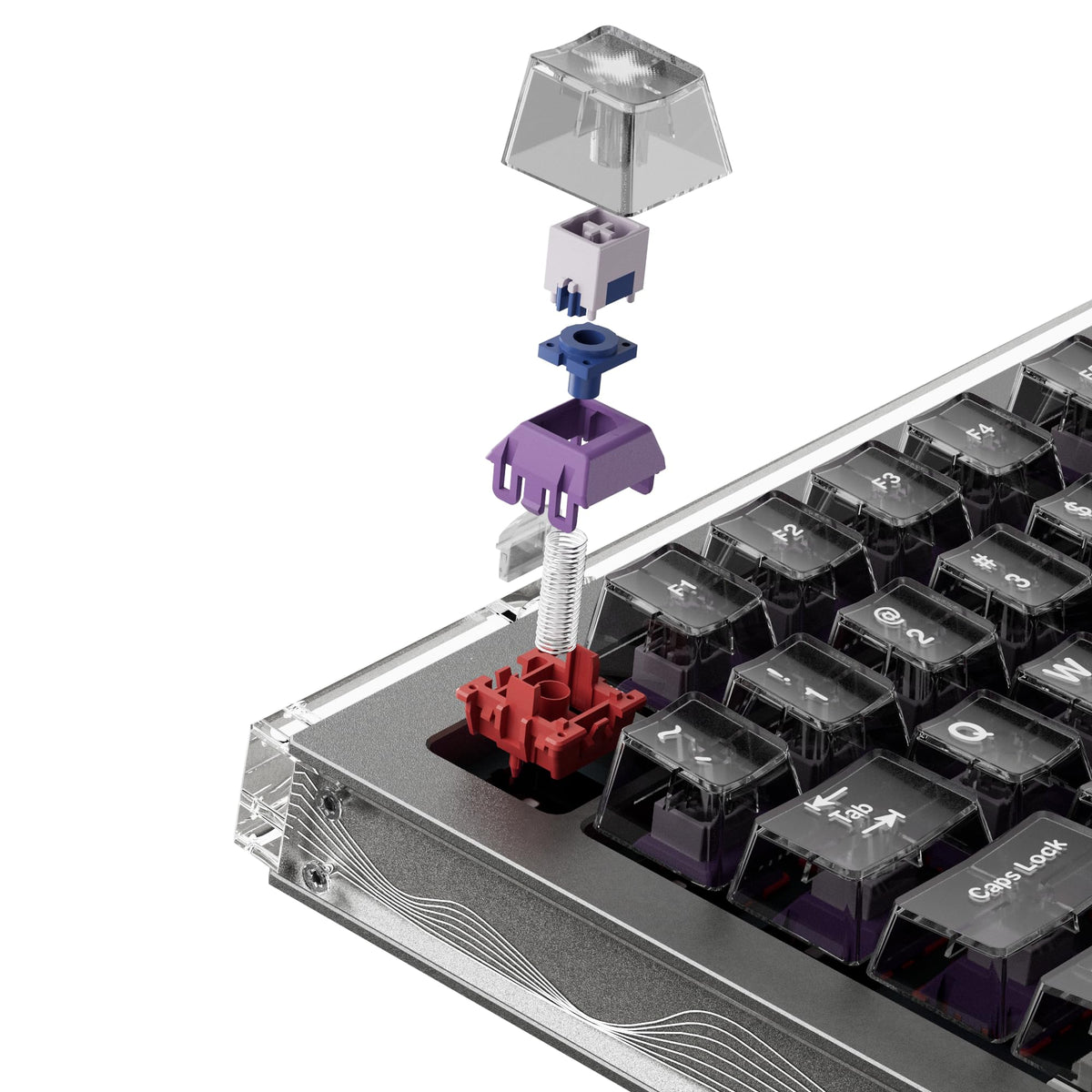 DrunkDeer A75 Master Rapid Trigger Keyboard, Esports Gaming Keyboard, Magnetic Switch, Adjustable Actuation - RT Plus - RT Match, 8K Hz, 0.01mm, 75% Design - ANSI, Silver - TTC POM Switch