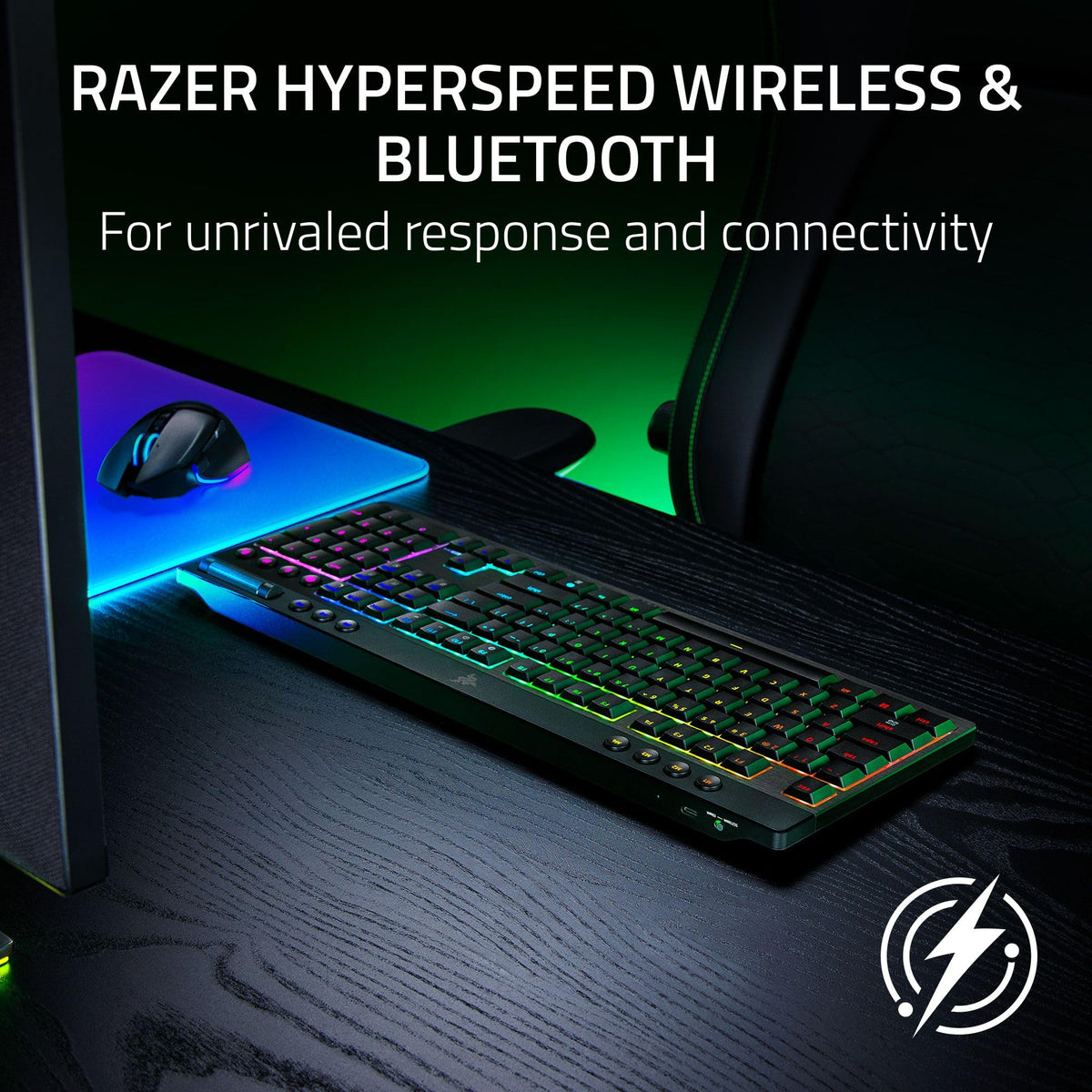Razer BlackWidow V4 Low Profile Wireless Gaming Keyboard, Orange Switches