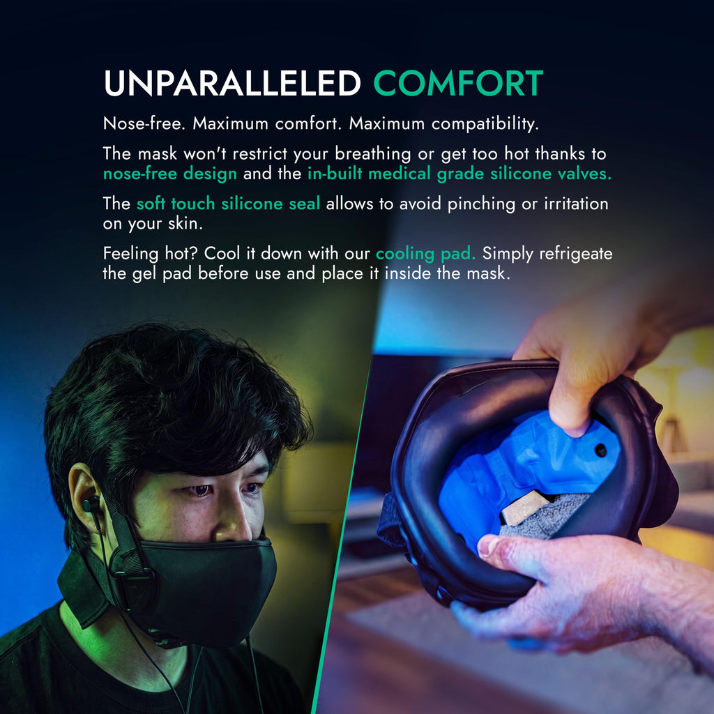 METADOX VEKTA Soundproof Gaming Mask – Up to 30 dB Sound Dampening – Clear-Voice Built-in Mic + Optional Earphones – Comfortable, Easy Breathing – USB Wired for PC/PS4/PS5/Switch/Mobile (L/XL)
