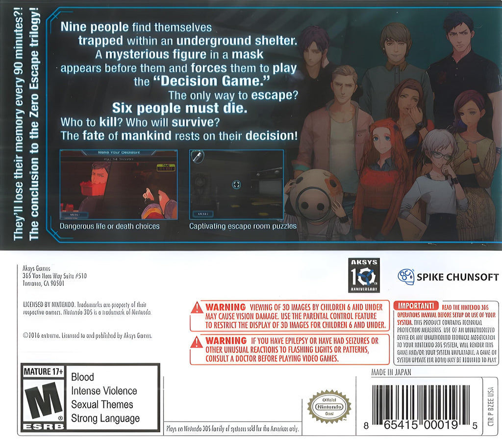 Zero Time Dilemma - Nintendo 3DS (Renewed)