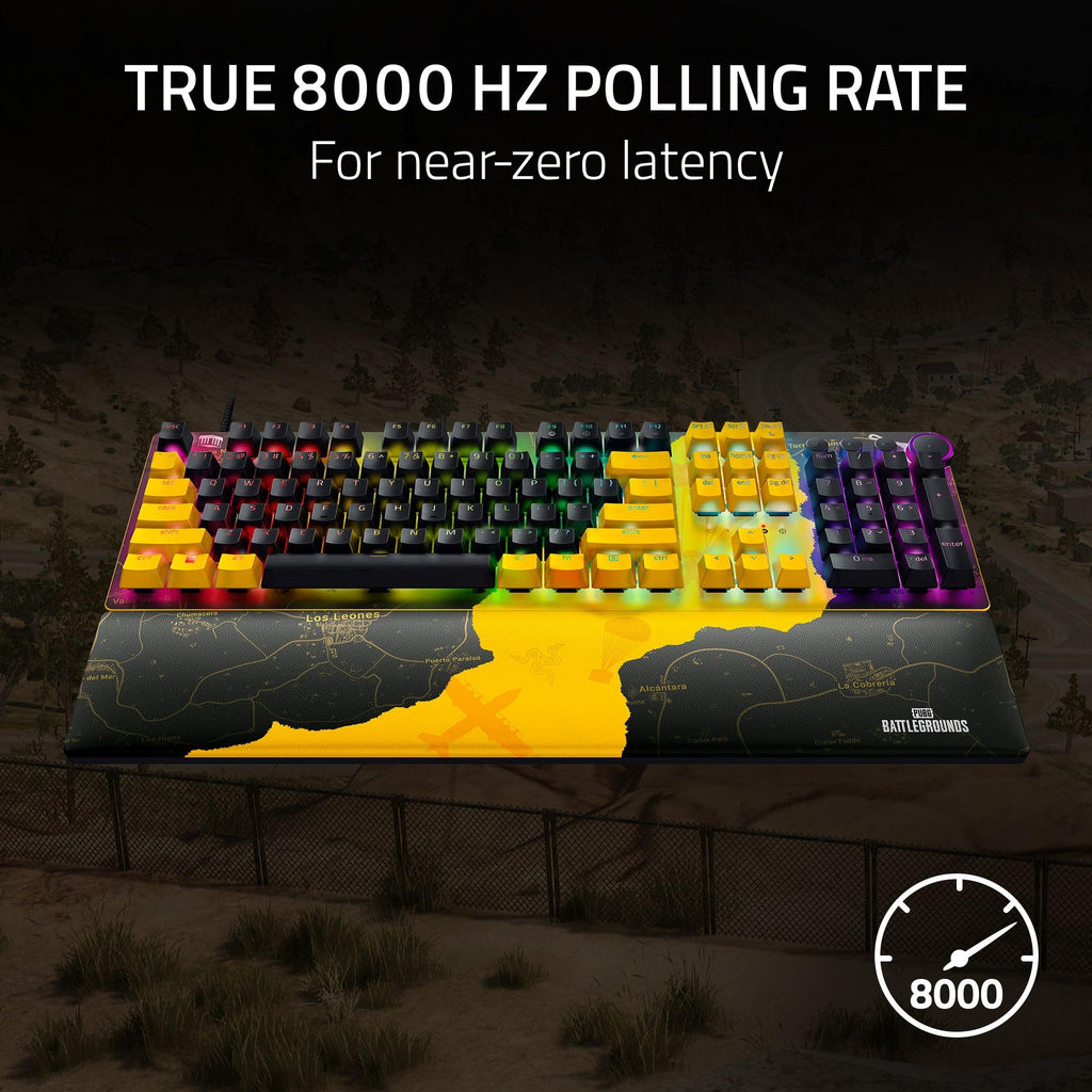 Razer Huntsman V2 Optical Gaming Keyboard: Fastest Linear Optical Switches w/Quick Keystrokes & 8000Hz Polling Rate - Doubleshot PBT Keycaps - Dedicated Media Keys & Dial - PUBG: Battleground Edition