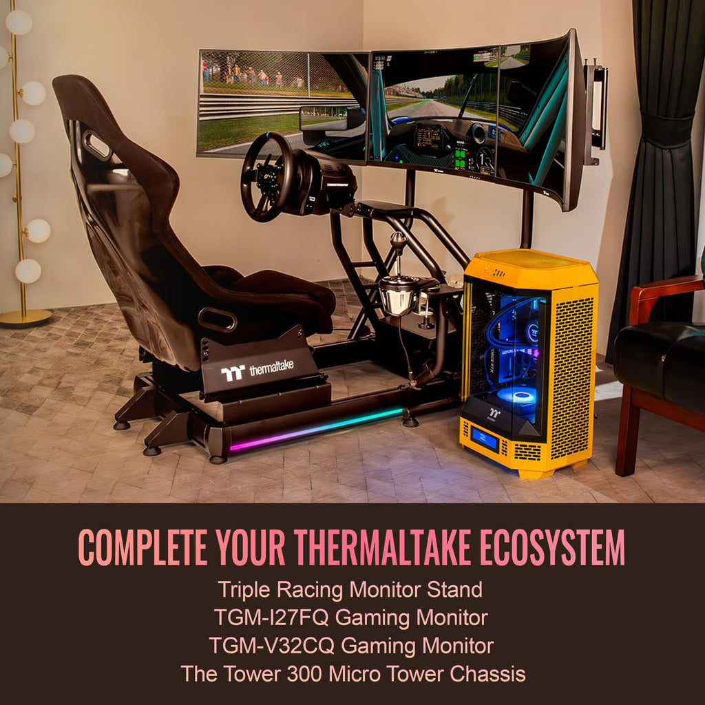 Thermaltake GR500 Racing Simulator Cockpit, Compatible with Trustmaster, Logitech, Fanatec Racing Wheel, GSC-R50-CPASBB-01