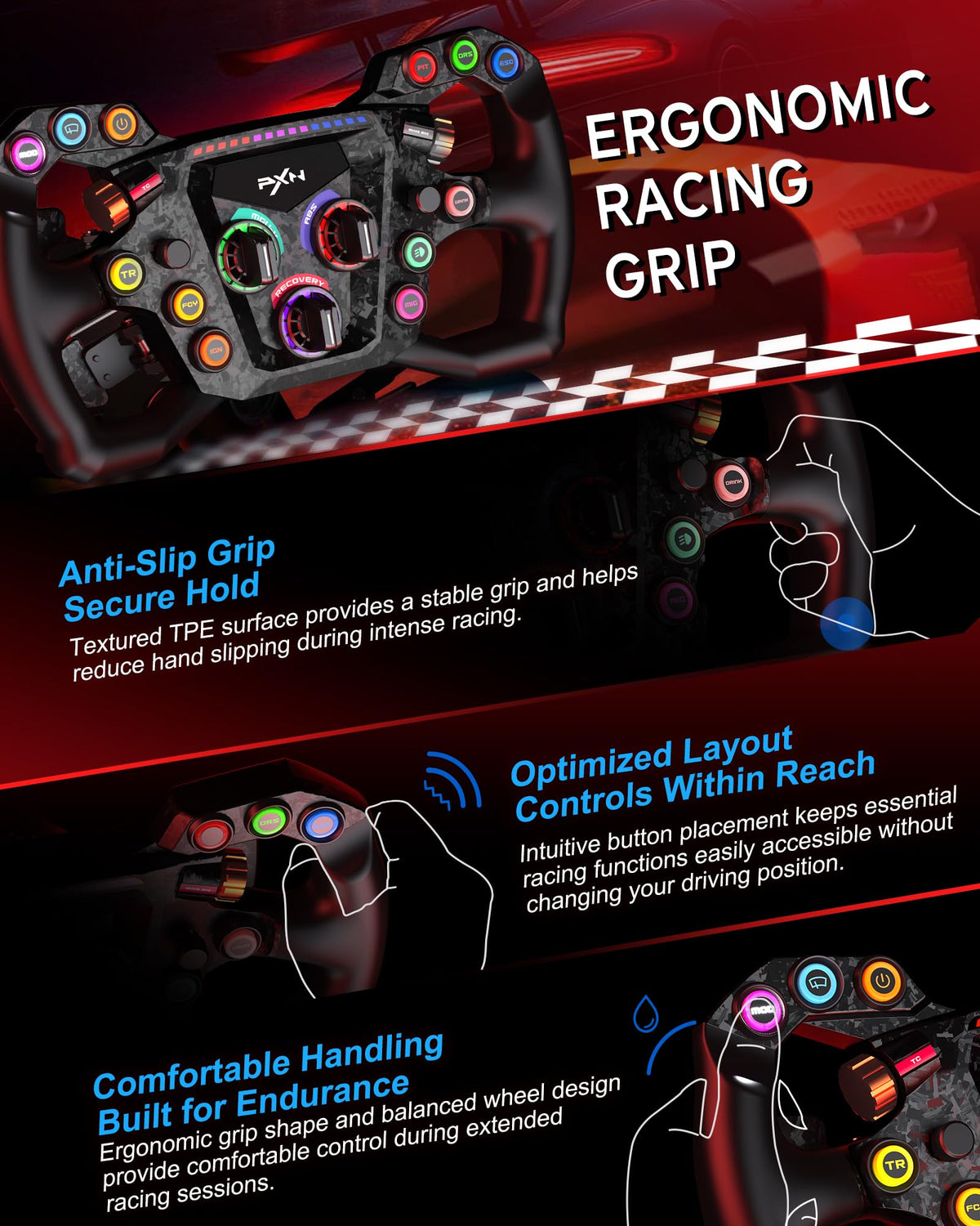 PXN GT ONE Sim Racing Steering Wheel Rim