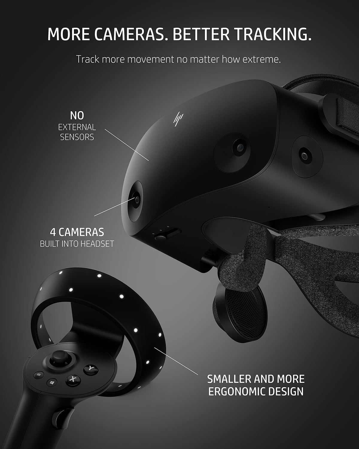 HP Reverb G2 VR Headset With Controller, Adjustable Lenses & Speakers from Valve, 2160 x 2160 LCD Panels, For Gaming, Ergonomic Design, 4 Cameras, Compatible With SteamVR & Windows Mixed Reality