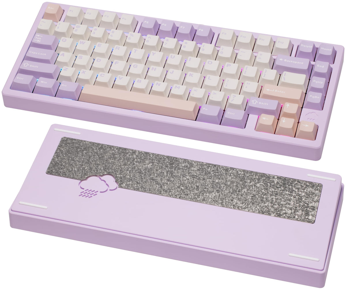 KEEBMONKEY WOBKEY Rainy 75 CNC Aluminum HMX/JWK/Cocoa Switches Triple-Mode Connectivity Mechanical Keyboard with Superior Acoustics, RGB/FR4/Silver SUS304/7000mAh/Cocoa Switch (Pro - Black)