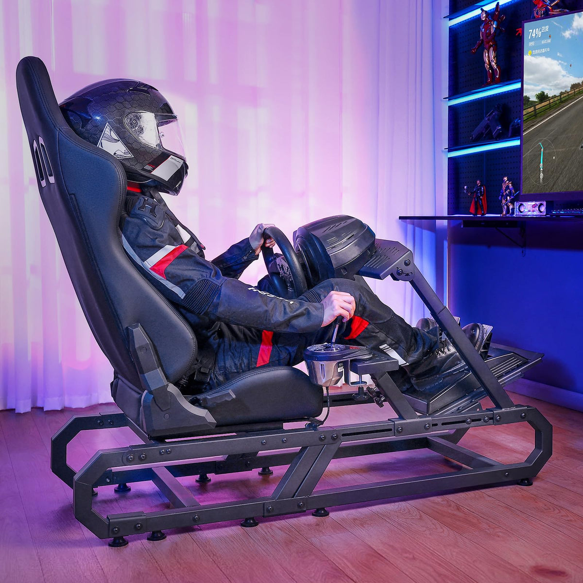 VEVOR Gaming Racing Wheel Stand, Compatible with Logitech G923/G920/G29 & Thrustmaster T248P, Heavy-Duty Adjustable Steering Wheel Stand Cockpit, 330 lbs Capacity, Compact for Sim Racing