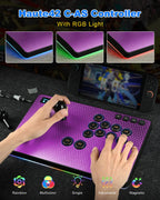 Leverless Controller Arcade Stick: Magnetic Arcade Stick CAS with RGB ,Premium Aluminum Haute42 CAS Fightstick for PC/PS3/PS4/Switch Game with Lock Button Support Hot Swap & SOCD (Purple)