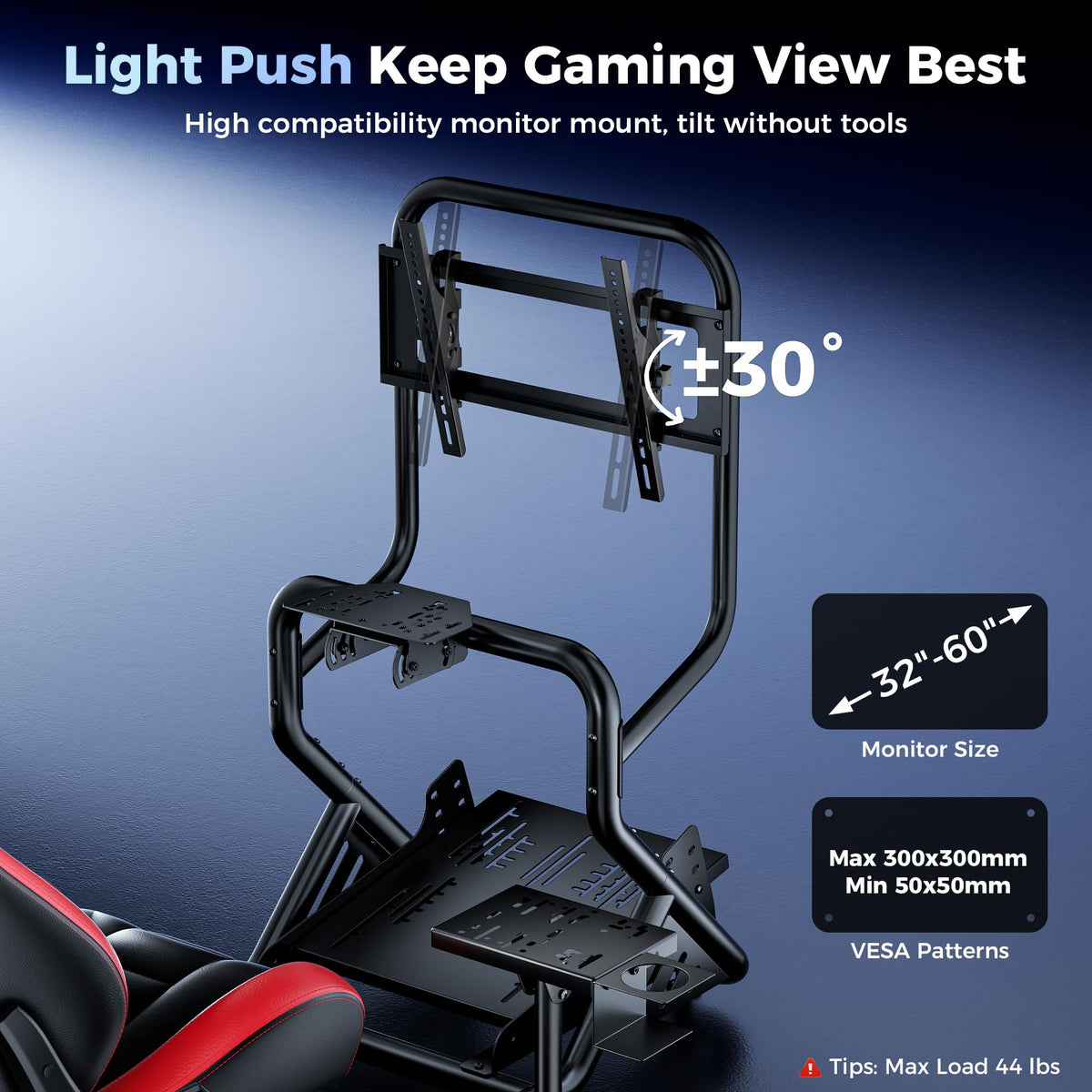 CAMMOO High Compatible Sim Racing Cockpit with Monitor Mount Fits Handbrake